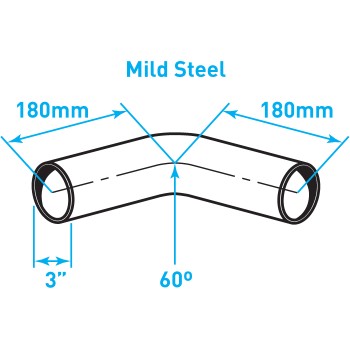 Exhaust Elbow 60º Bend, Mild Steel - 3"